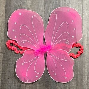 💞 Pink & Silver Glitter Butterfly Wings Accessory